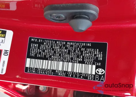 2017 Toyota Corolla Se из США, поврежденный, VIN 5YFBURHE7HP731446